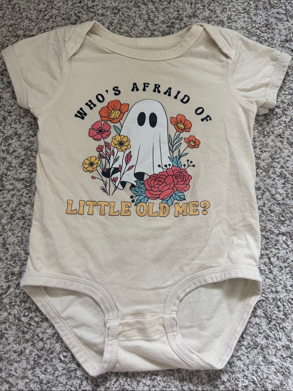 Who’s afraid of Little Old Me? Cream Ghost Floral Baby One-Piece